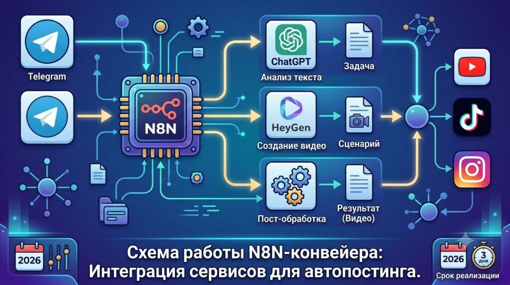 N8N-Агенты Для Автопостинга Видео: Как Настроить Ai-Конвейер Без Кода За 3 Дня (2026)
