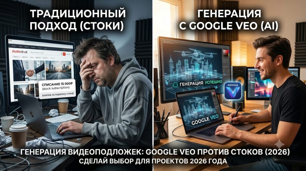 Генерация Видеоподложек Google Veo Против Стоков: Что Выбрать В 2026
