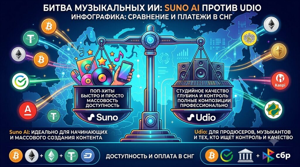 Suno Ai Против Udio: Генерация Музыки И Оплата Из Рф (2026)